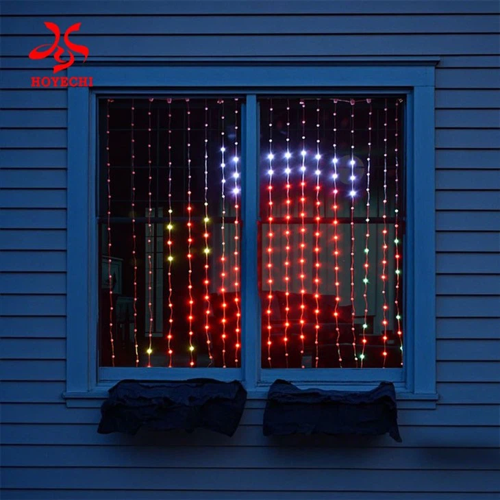 HOYECHI 2M 400Lights Remote Control Patterns And Color Holiday LED Window Curtain String Lights For Door Decor